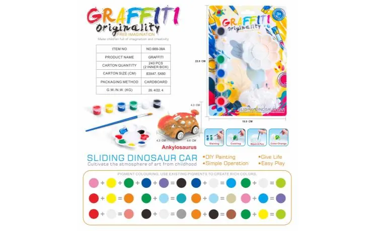 DIY Graffiti Painted Dinosaurs, 6 Assorted Styles Insert Board wholesale from Qili Toys