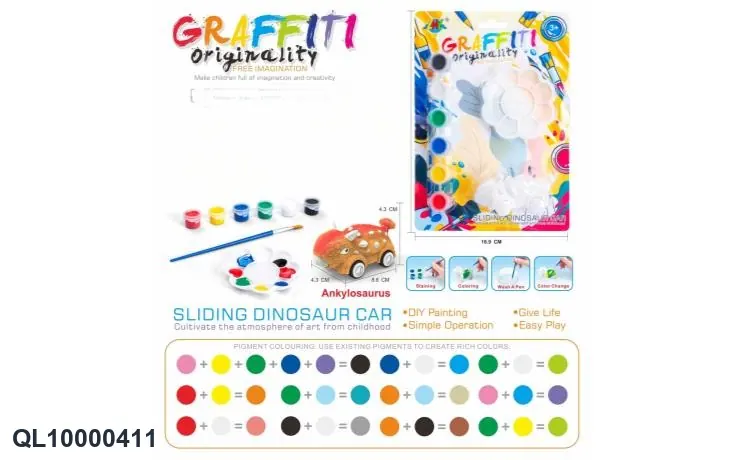 DIY Graffiti Painted Dinosaurs, 6 Assorted Styles Insert Board wholesale from Qili Toys