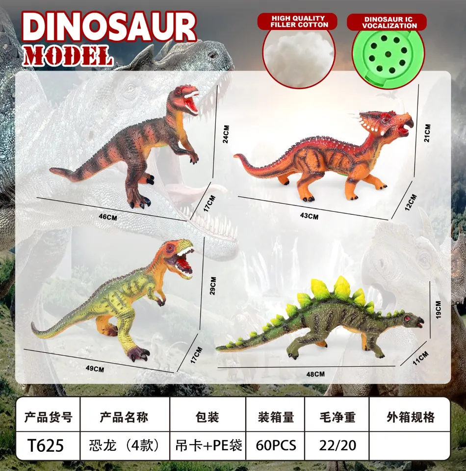 Four Types Of Dinosaurs, Including Dryosaurus, Triceratops, Tyrannosaurus And Stegosaurus PE Bag+Elevator wholesale from Qili Toys