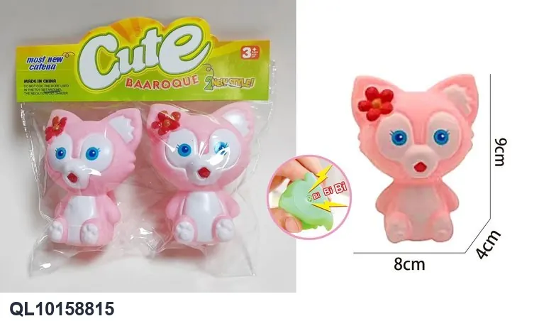Lina Bell Fox Vinyl Toy With A BB Whistle That Makes A Squeaking Sound. PVC Header Bag wholesale from Qili Toys
