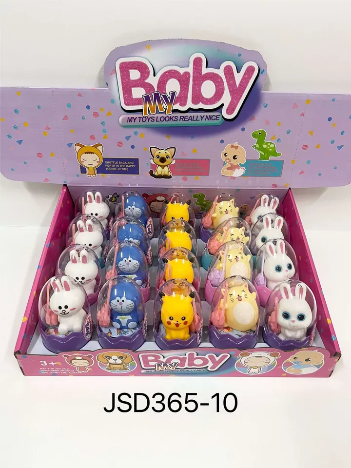 "Plastic Animal Figures With Camera (20 pieces per set), (egg)" Display Box wholesale from Qili Toys