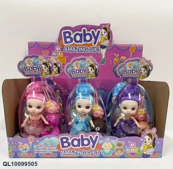 Set Of 4 Inch Fairy Doll Eggs With Comb And Mirror Accessories ~ Hair Clips ~ Vinyl Animal Figures Display Box wholesale from Qili Toys