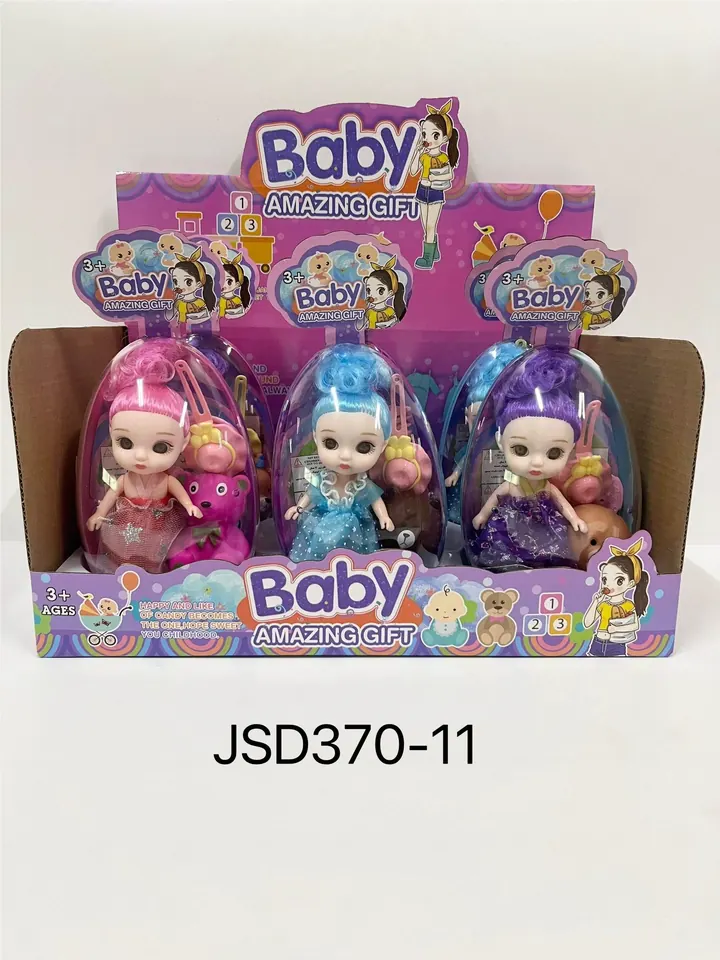 Set Of 4 Inch Ye Luoli Eggs With Comb And Mirror Accessories ~ Hair Clips ~ Vinyl Animal Figures (6 pieces, single price per figure) Display Box wholesale from Qili Toys