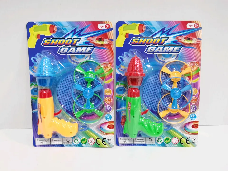 Single-Color Flashing Spinning-Top UFO Disc Launcher Gun Blister Board wholesale from Qili Toys