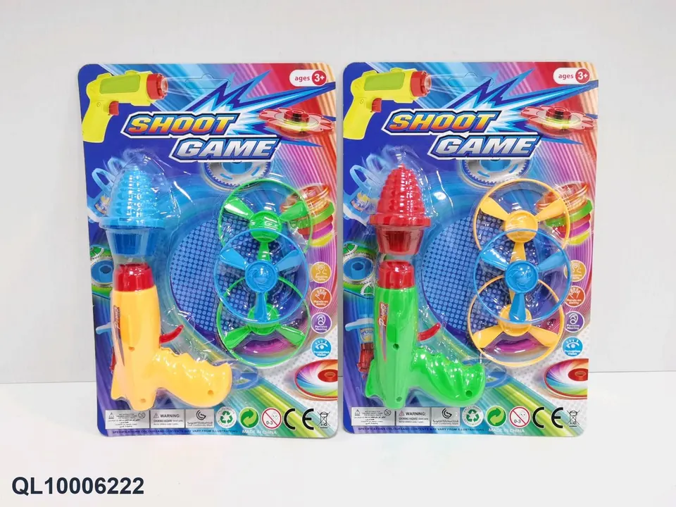 Single-Color Flashing Spinning-Top UFO Disc Launcher Gun Blister Board wholesale from Qili Toys