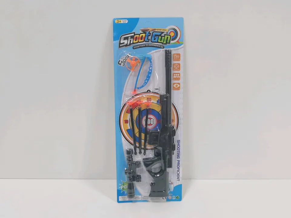 Soft Bullet Gun With Small Spinning-Top Gun And Small Bow And Arrow Set Blister Board wholesale from Qili Toys