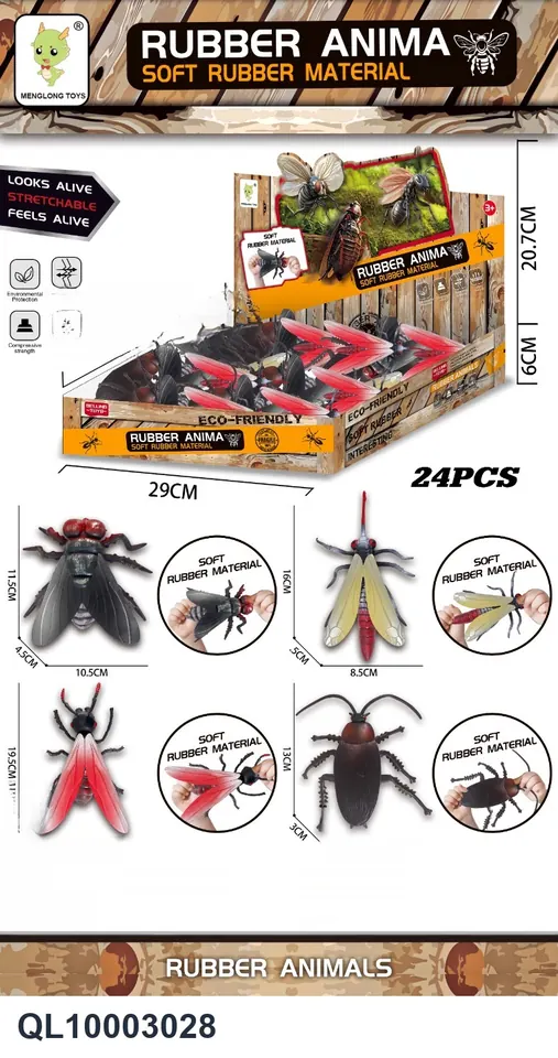 TPR Soft Stretch Rubber: 4 Mixed Packages Of Flies/Cockroaches/Mosquitoes/Fire Ants Display Box wholesale from Qili Toys