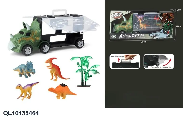 Toy Dinosaur Storage Cart + 4 Toy Dinosaurs + 1 Tree Color Box wholesale from Qili Toys