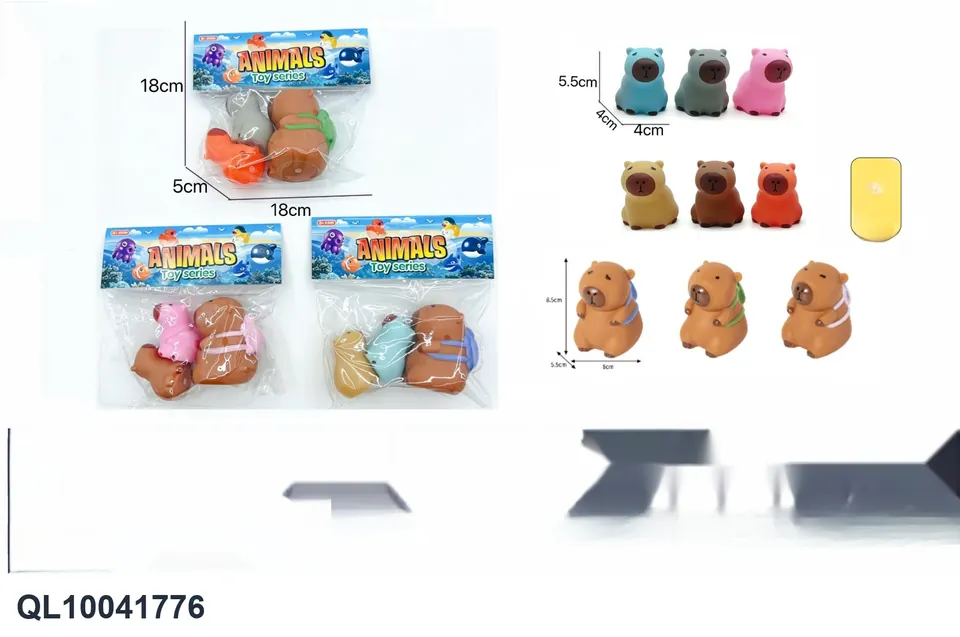 Vinyl New Enamel 1 Large 2 Small Capibara Bathroom Pinch Music BB Whistle Sound Soft Glue Water Play (1 bag 3 pieces) PVC Header Bag wholesale from Qili Toys