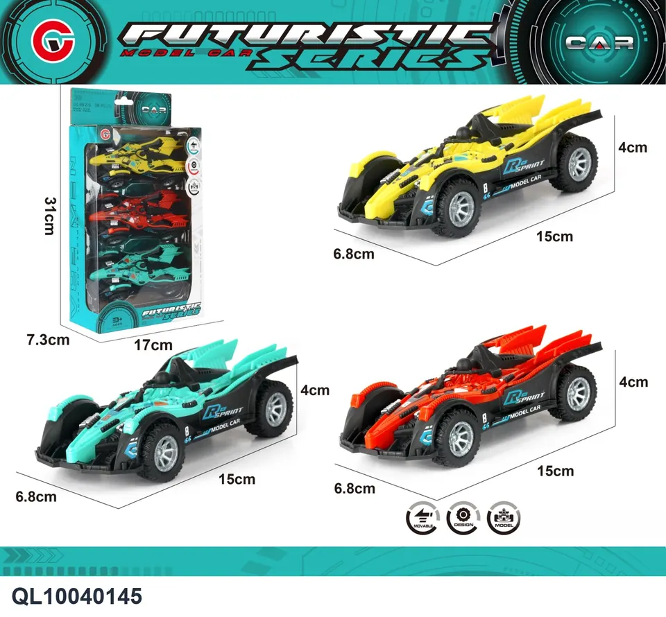 (1:32) 3 Pieces Of Small Pull Back Concept F1 Formula Cars Window Box wholesale from Qili Toys