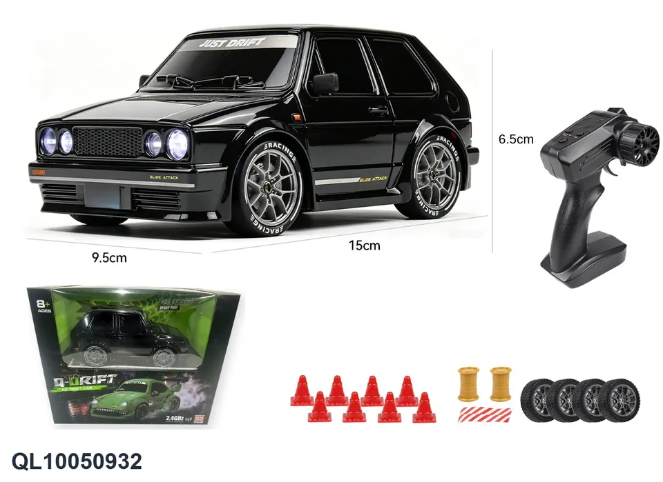 (battery included) Q Version 1:24 Four-Wheel Drive Drift Car (abs shell) (black) Window Box wholesale from Qili Toys
