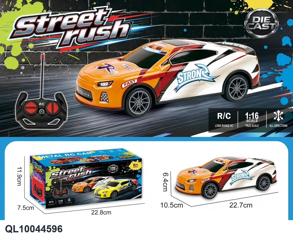 (electricity included) 1:16 Four-Way Alloy Remote Control Racing Car, With USB Charging Cable Color Box wholesale from Qili Toys