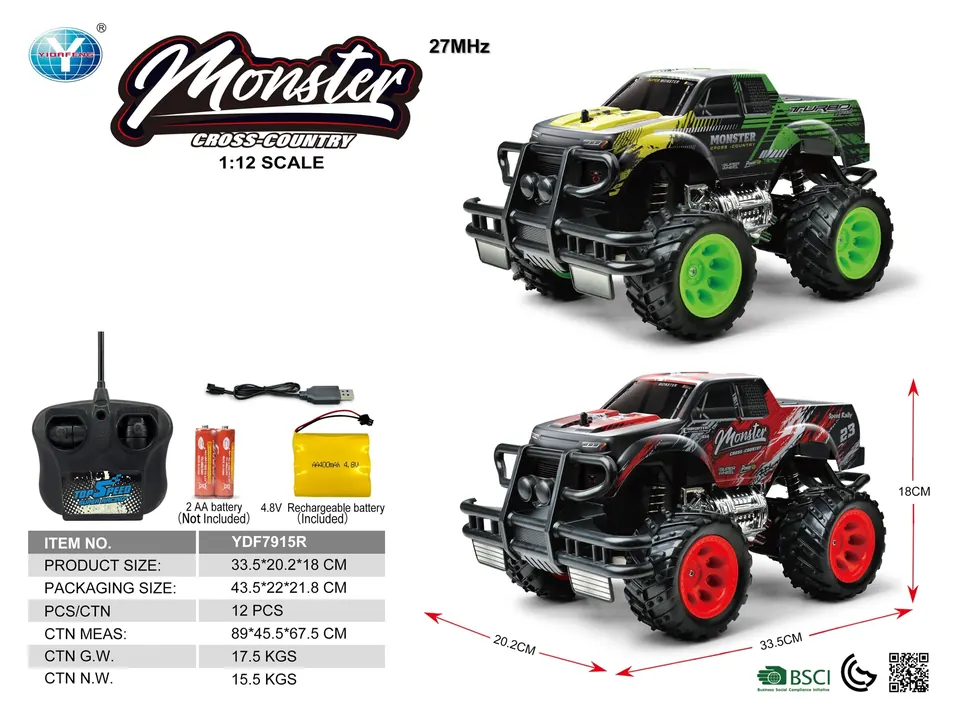 (electricity included) 27MHZ 1:12PET Car Shell Remote Control Car (black, green 2 colors mixed, without lights) Window Box wholesale from Qili Toys