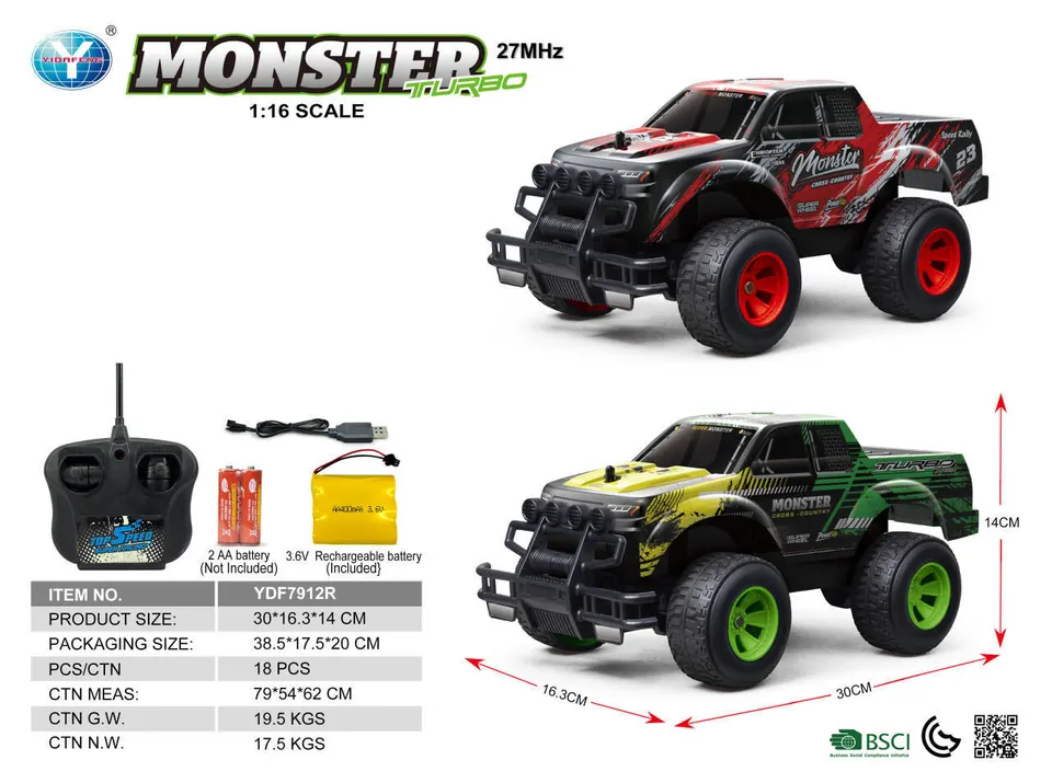 (electricity included) 27MHZ 1:16PET Car Shell Remote Control Car (black, green 2 colors mixed, without lights) Window Box wholesale from Qili Toys