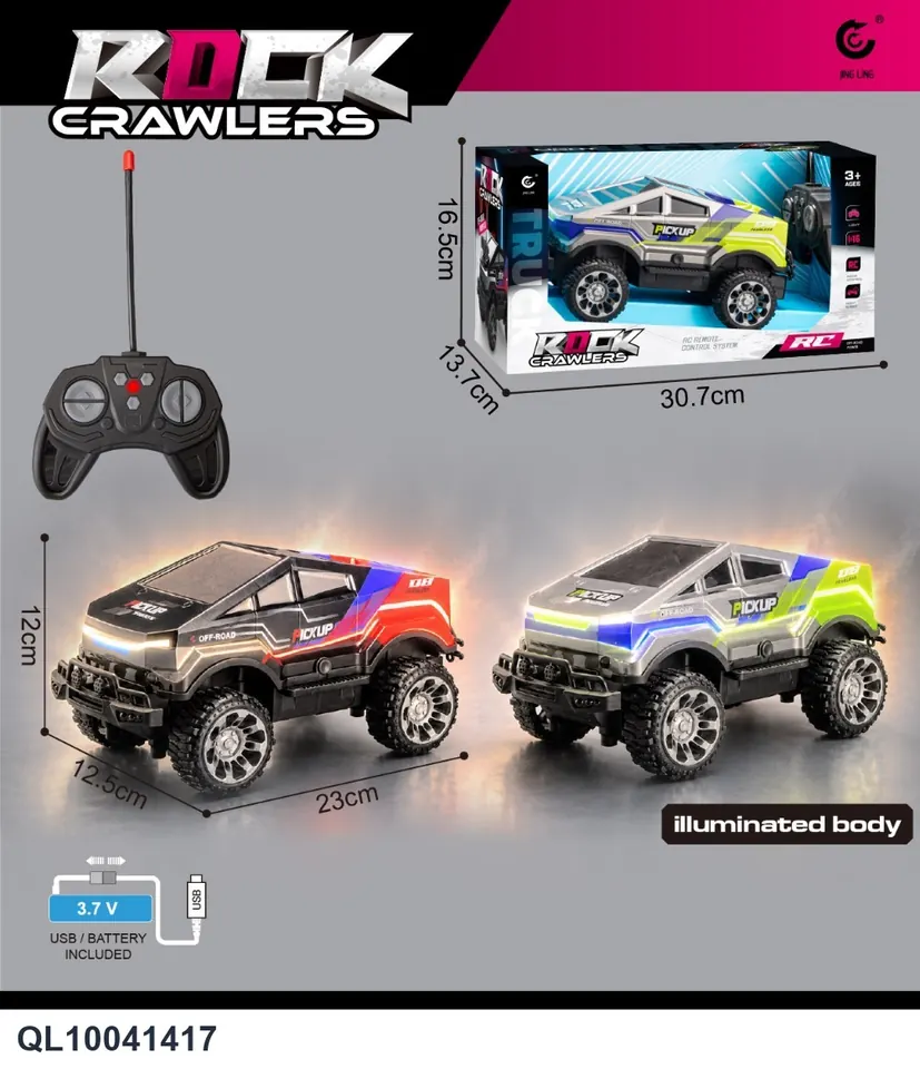 (electricity included, remote control off-road vehicle 1:16, 27mhz, 4-channel tesla cybertruck illuminated pvc vehicle with lights) Window Box wholesale from Qili Toys