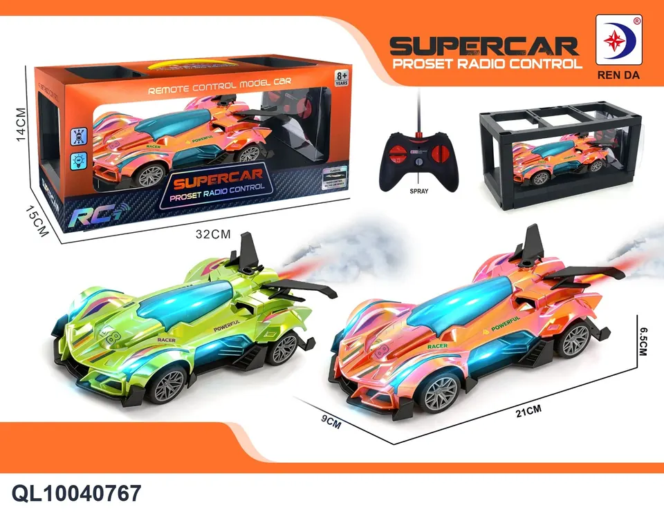 (electricity not included) Remote Control Spray Light Racing Car (spray plating) Window Box wholesale from Qili Toys