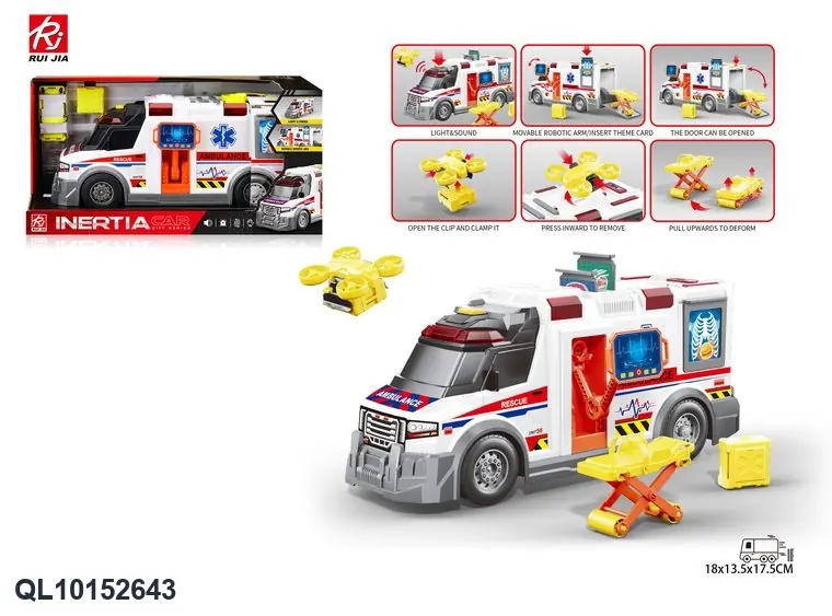 1:10 Inertial Ambulance Simulation Car Display Box wholesale from Qili Toys