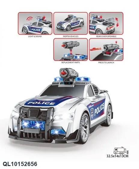 1:10 Inertial Police Car - Silver Display Box wholesale from Qili Toys