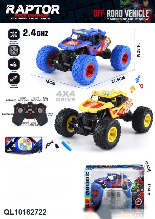 1:14 2.4G Spider Hero RC Car With Lights (includes battery) Window Box wholesale from Qili Toys