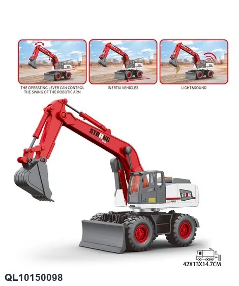 1:14 Excavator's Inertia, Lights, Sounds, And 360-Degree Rotation. Display Box wholesale from Qili Toys