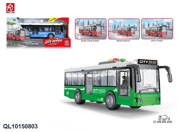 1:16 City Bus, Single-Decker; Inertia, Lights, Sounds, Door Opening. Display Box wholesale from Qili Toys