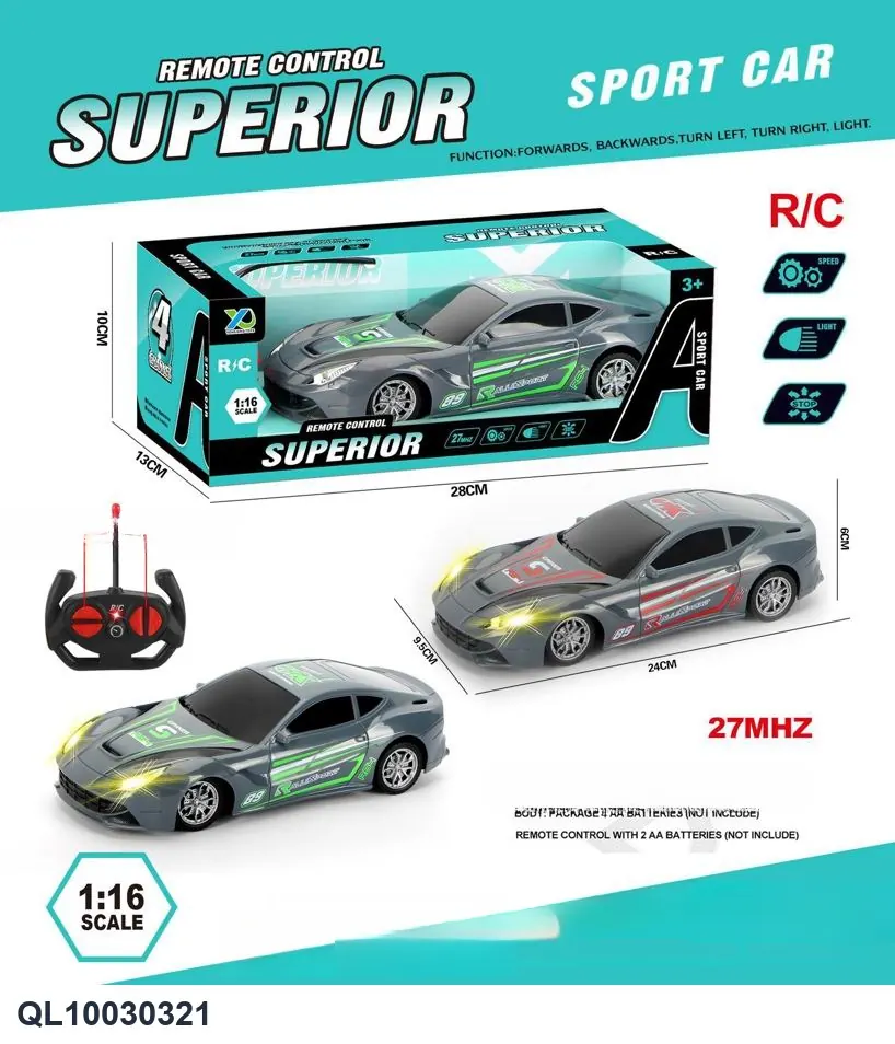 1:16 Four-Wheel Drive Car With Front Lights, F12 Scale Remote Control Race Car (battery not included), GCC Window Box wholesale from Qili Toys