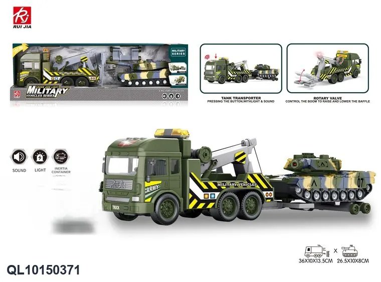 1:16 Scale Military Towing Vehicle, With Realistic Lighting, Sound Effects, And Drag-And-Drop Simulation. Display Box wholesale from Qili Toys