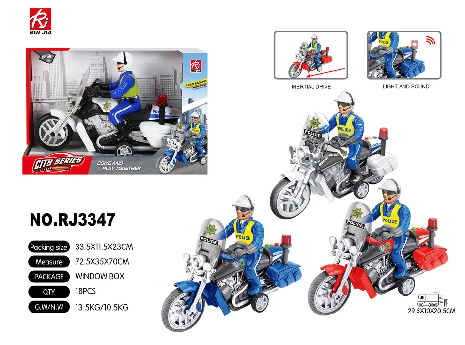 1:16 Scale Police Motorcycle With Realistic Features: Motion, Lights, And Sound. Display Box wholesale from Qili Toys