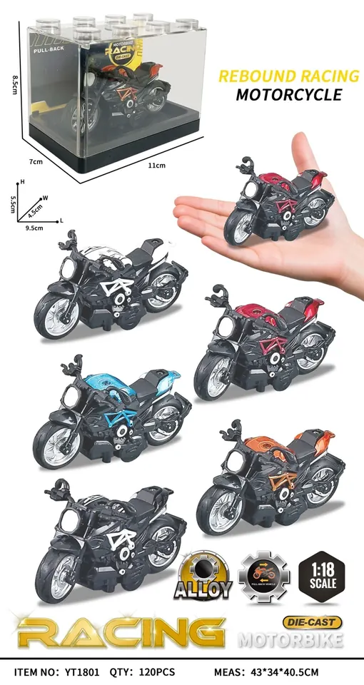 1:18 Alloy Motorcycle Model (pet box) PET Box wholesale from Qili Toys