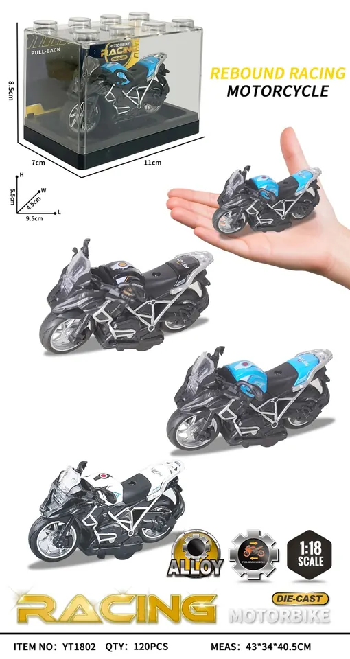 1:18 Alloy Motorcycle Model (pet box) PET Box wholesale from Qili Toys