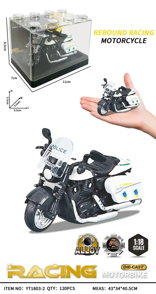1:18 Alloy Motorcycle Model (pet box) PET Box wholesale from Qili Toys