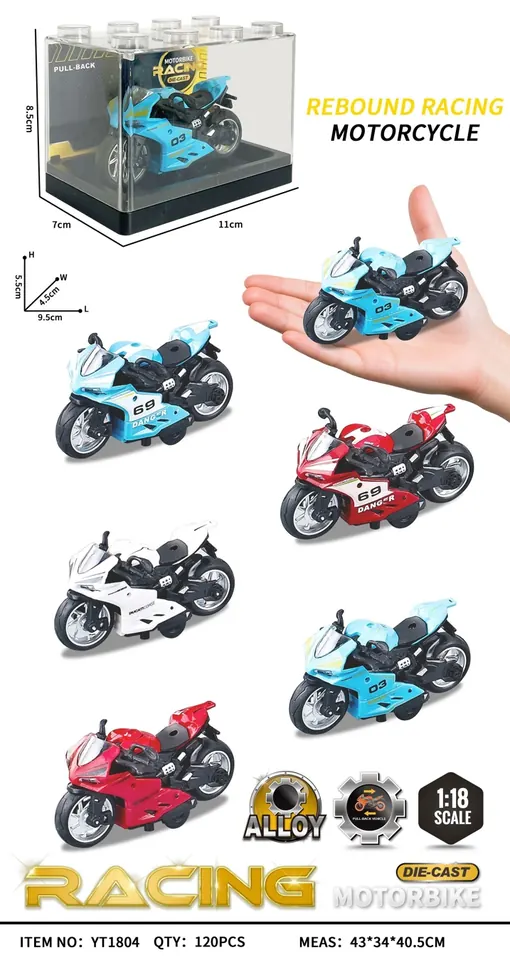 1:18 Alloy Motorcycle Model (pet box) PET Box wholesale from Qili Toys