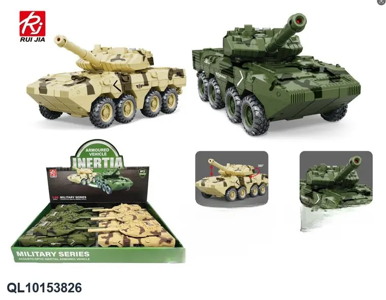 1:18 Scale Armored Tank Display Case - Includes Inertia, Lights, And Sound (1 set of 6 tanks) Display Box wholesale from Qili Toys