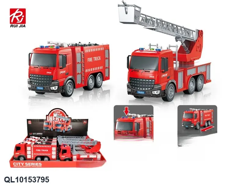 1:18 Scale Fire Rescue Toy Set - With Inertia, Lights, And Sound (set of 6) Display Box wholesale from Qili Toys