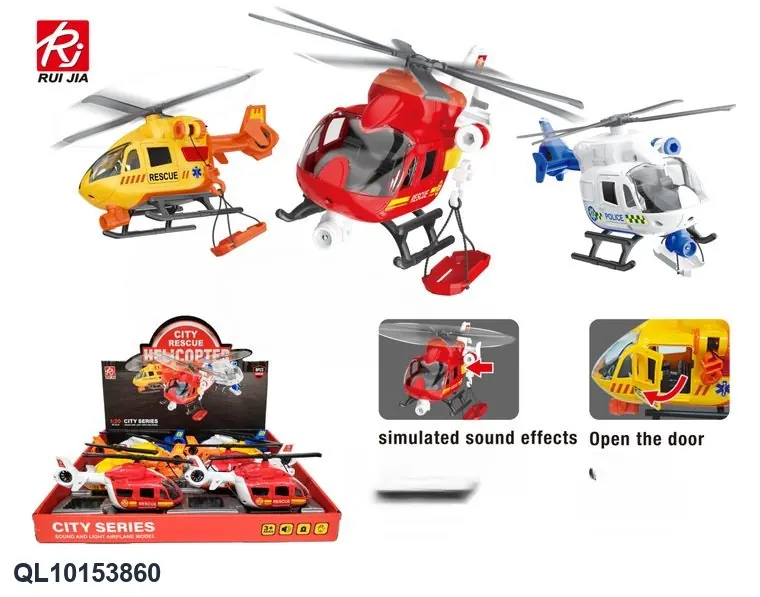 1:20 Firefighting Aircraft Display Set - Includes Lights, Sounds, Rotating Propellers, And A Lifting Basket (1 set contains 8 aircraft) Display Box wholesale from Qili Toys