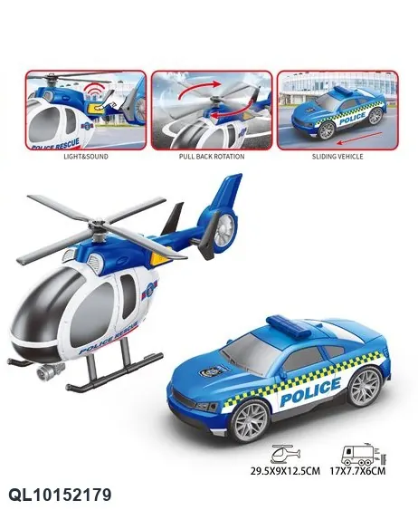 1:20 Police Plane/Car: Movement, Lights, And Sounds. Display Box wholesale from Qili Toys