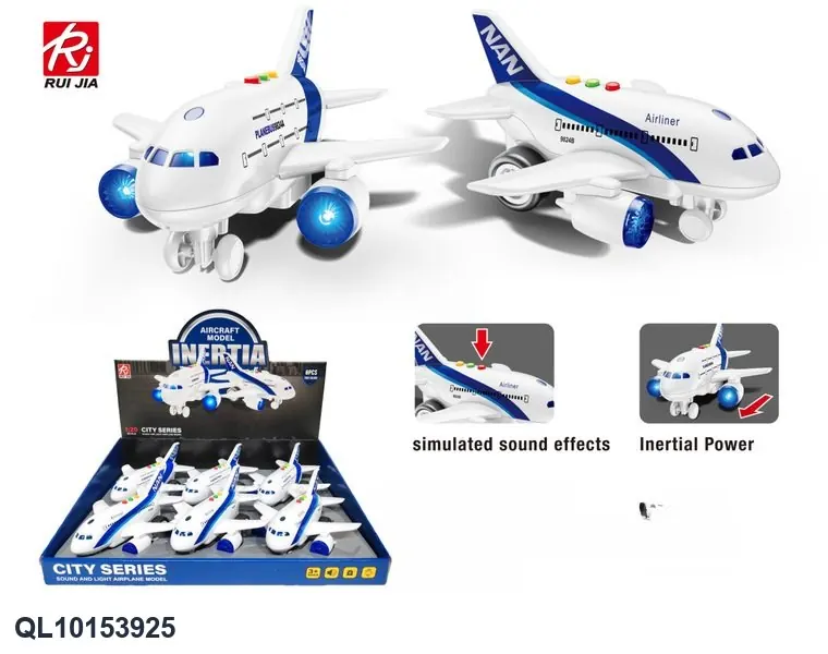 1:20 Scale Airplane Display Case - With Inertia, Lights, And Sound (1 set contains 6 airplanes) Display Box wholesale from Qili Toys