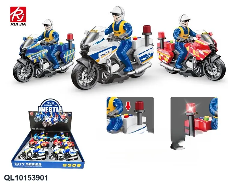 1:20 Scale Model Motorcycle Display Set - Includes Inertia, Lights, And Sound (1 set contains 6 models) Display Box wholesale from Qili Toys