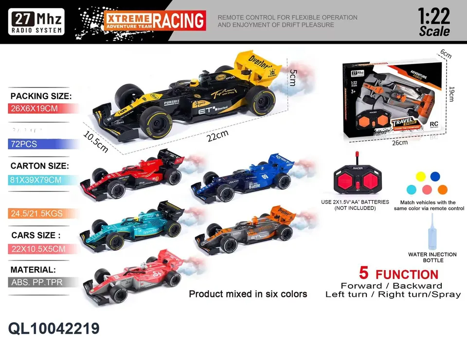 1:22 Five-Way Formula Spray Remote Control Car (gift box model includes electricity) Window Box wholesale from Qili Toys