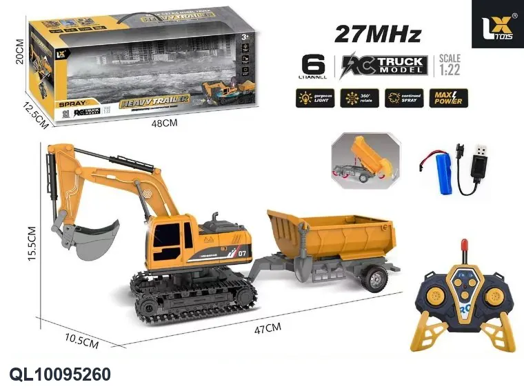 1:22 Six-Way Remote Control Excavator Trailer, 27 MHz Portable Window Box wholesale from Qili Toys
