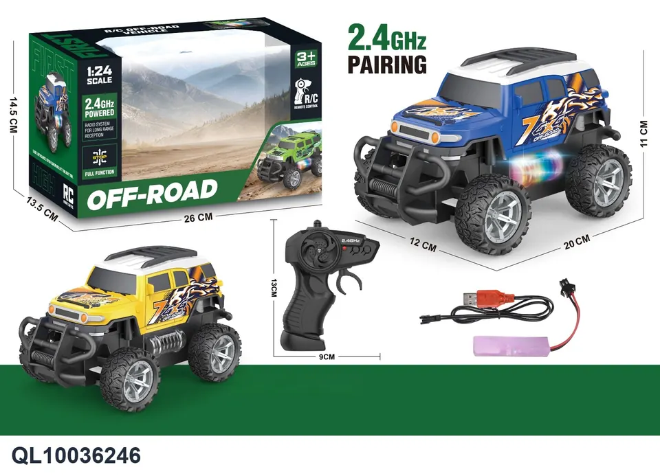 1:24 2.4G Frequency Binding Four-Way Remote Control Cruiser Simulated Printing Off-Road Vehicle With Colored Lights (electricity included) Window Box wholesale from Qili Toys