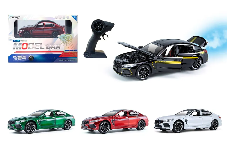 1:24 BMW M8 Remote Control Spray Alloy Car (red, green, black, white) Window Box wholesale from Qili Toys