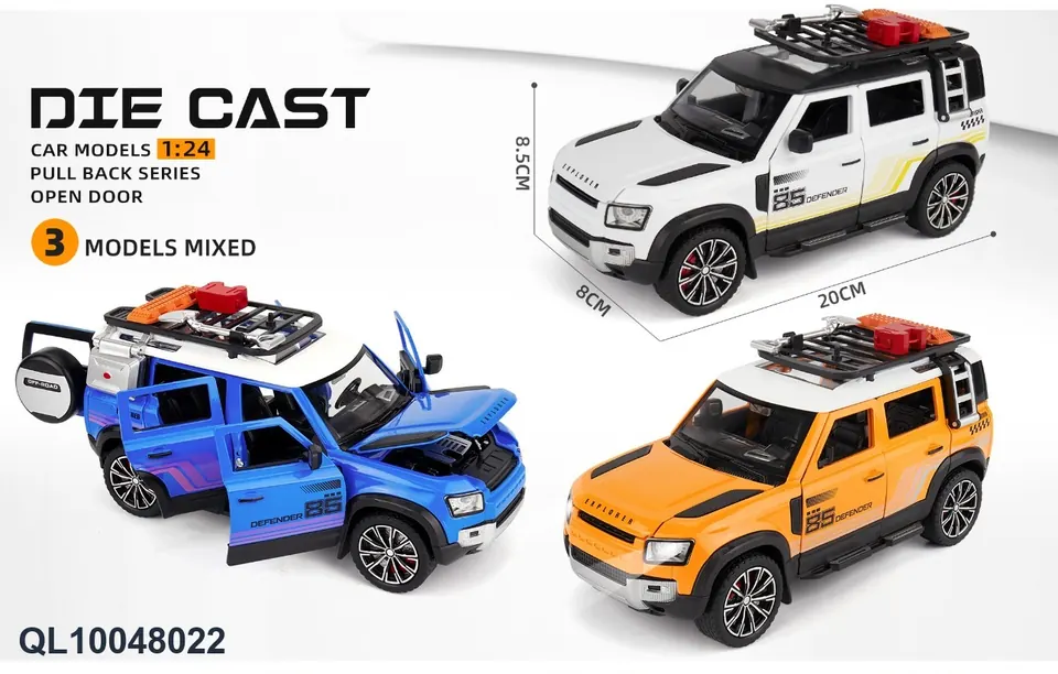 1:24 Defender Alloy Car Model Sound And Light Pull Back 5 Doors Window Box wholesale from Qili Toys
