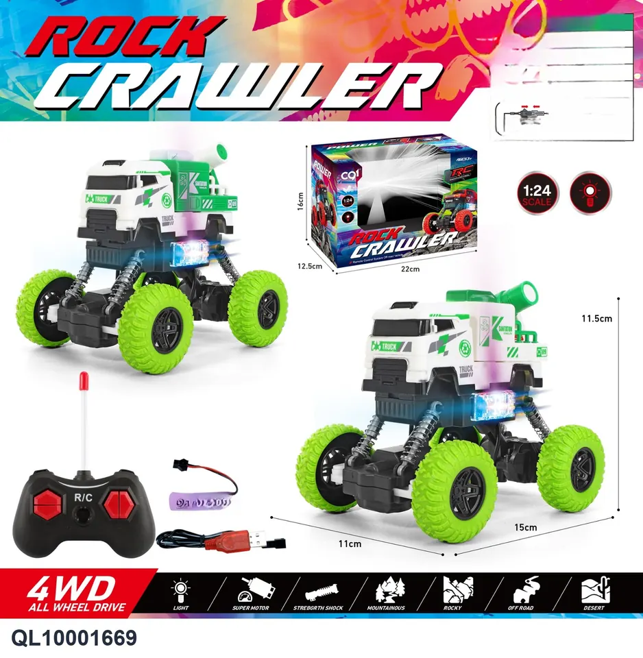 1:24 Four-Wheel Climbing Sanitation Dust-Proof Light Remote Control Vehicle (electricity included) Window Box wholesale from Qili Toys