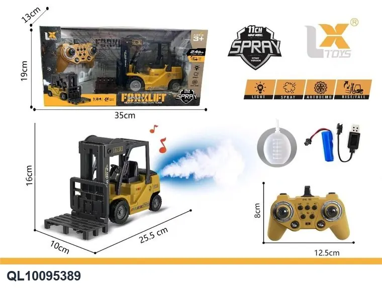 1:24 Scale 2.4GHz Remote-Controlled Forklift With Lighting And Music Effects Window Box wholesale from Qili Toys