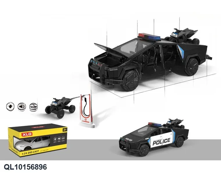 1:28 Tesla Police Truck Sealed Box wholesale from Qili Toys