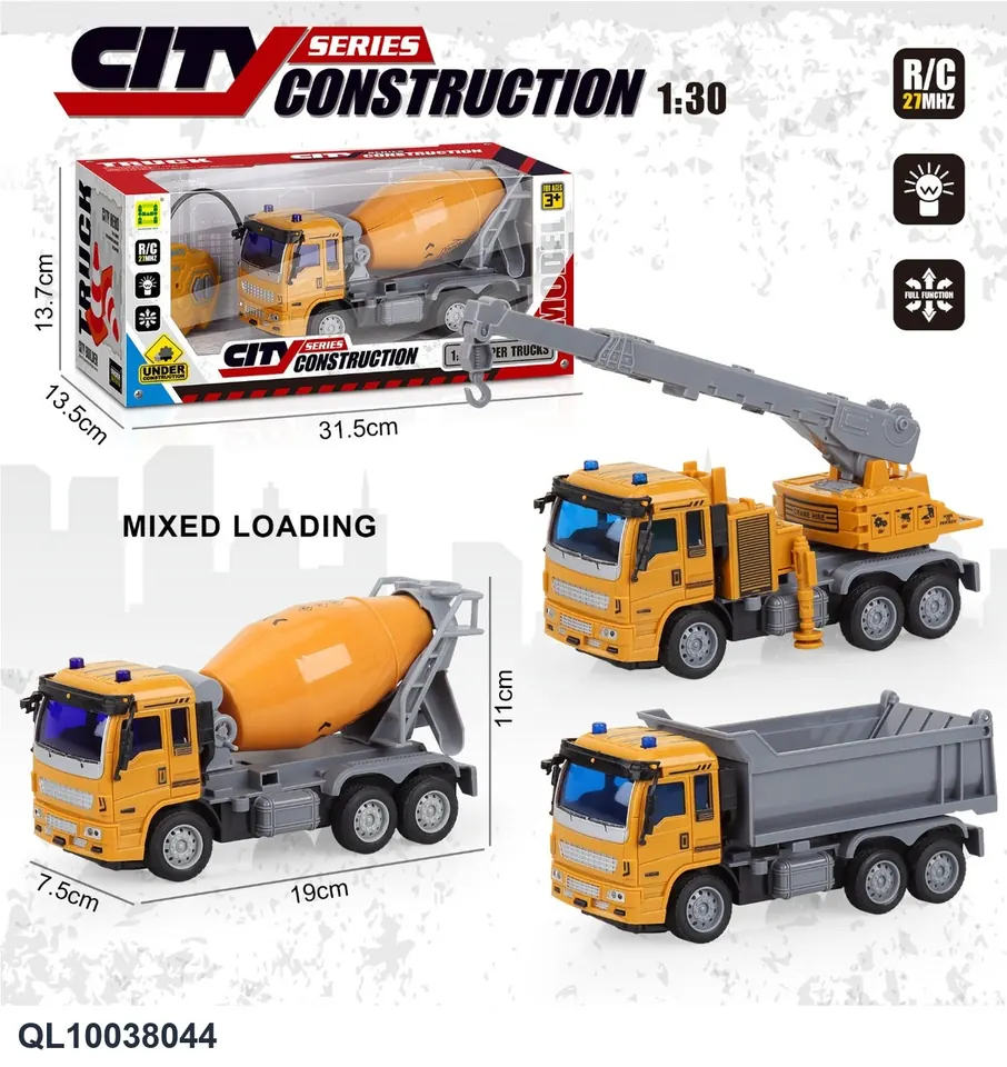 1:30 Four-Way Lighting Remote Control Engineering Vehicle (including 3.7v lithium battery + usb cable, has gcc certificate) Window Box wholesale from Qili Toys