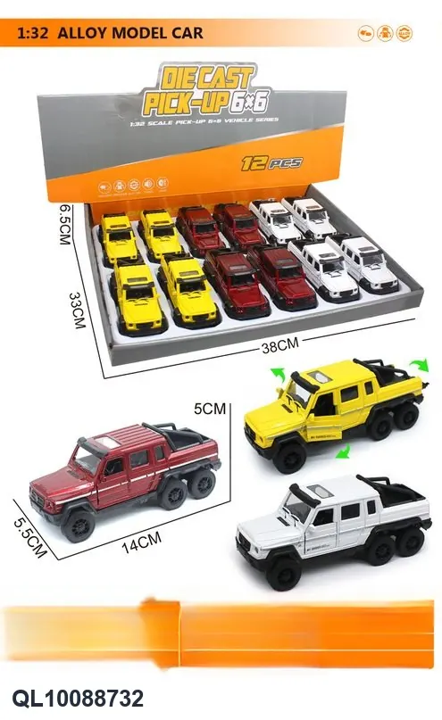 1:32 Alloy 3-Door Six-Wheel Drive Mercedes-Benz Pickup Truck Pull-Back Car Model Display Box wholesale from Qili Toys
