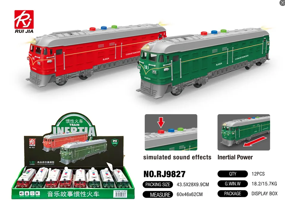 1:32 Scale Model Train Set - Inertia, Lights, And Sound (1 set contains 8 trains) Display Box wholesale from Qili Toys