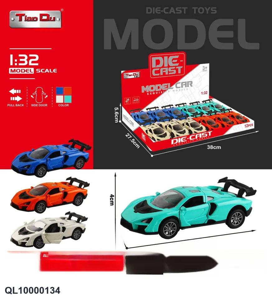 1:32 Simulated McLaren Senna Pull-Back Alloy Car Two-Door Display Box wholesale from Qili Toys